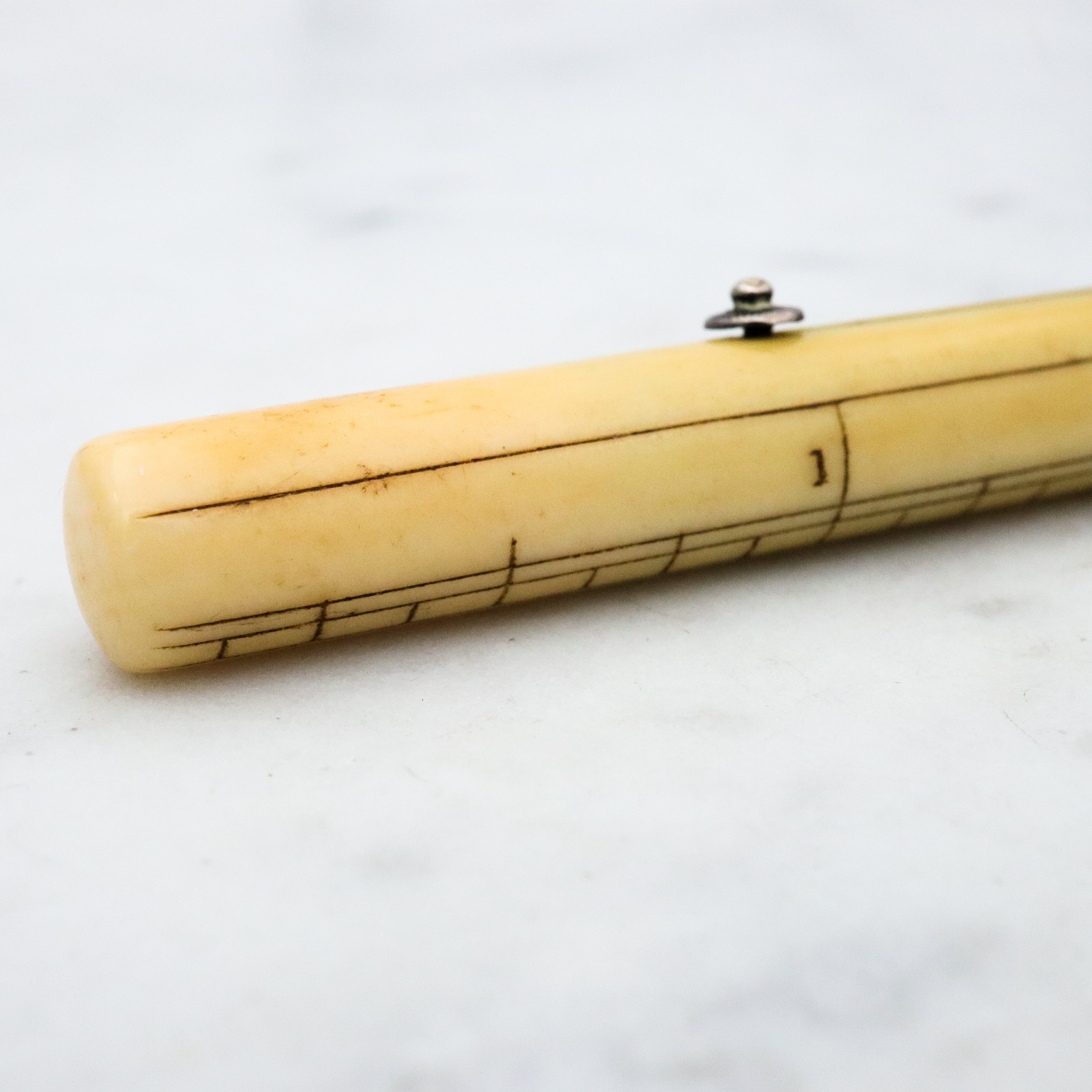 Rare Antique Victorian Sampson Mordan & Co. sterling & bone propelling pencil with ruler
